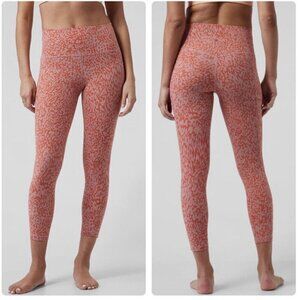 Athleta Salutation Stash Pocket Printed 7/8 Tights Ocelot Spot Orange XXS